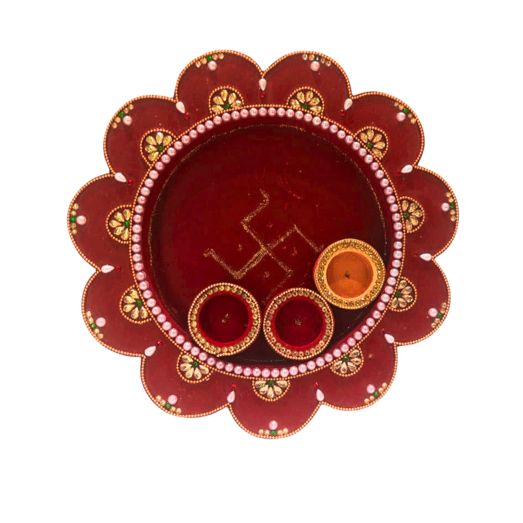 NAMA FUSION, Medium Puja Plate Decor, Yogiraj SHG, Local Craftsmanship, Pack of 1 no