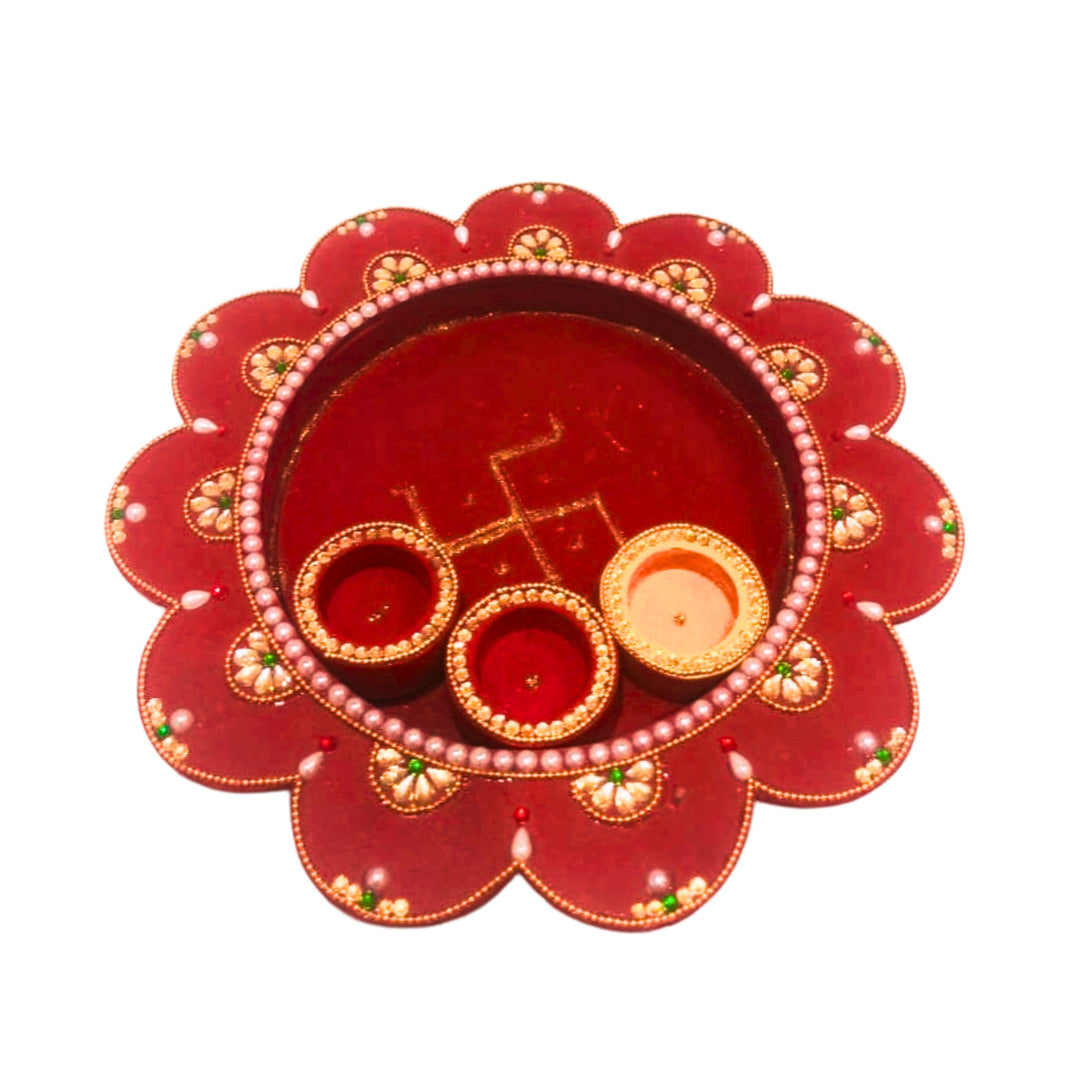 NAMA FUSION, Medium Puja Plate Decor, Yogiraj SHG, Local Craftsmanship, Pack of 1 no