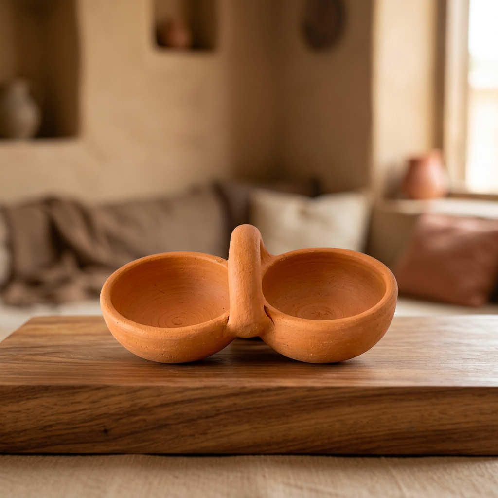 SADGURU Eco Friendly Haldi Kunku Karanda Handcrafted Terracotta Ritual Bowl Made from Natural Soil Traditional Pottery Craft Pack of 1