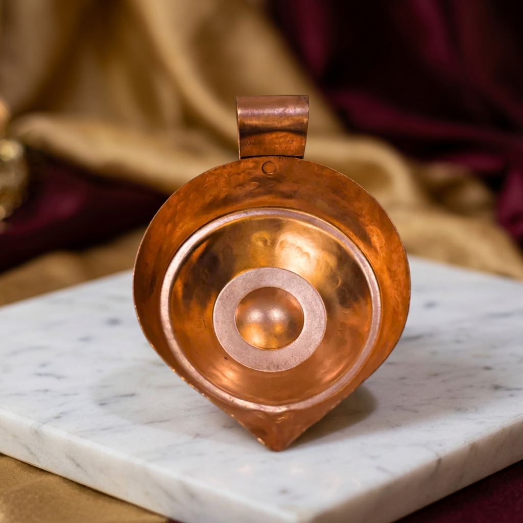 GRAMIN ARTIST Handmade Copper Lamp Without Base Ojas Size No 4.1 Pack Of 1 Piece Traditional Hanging Diya Pooja Decor