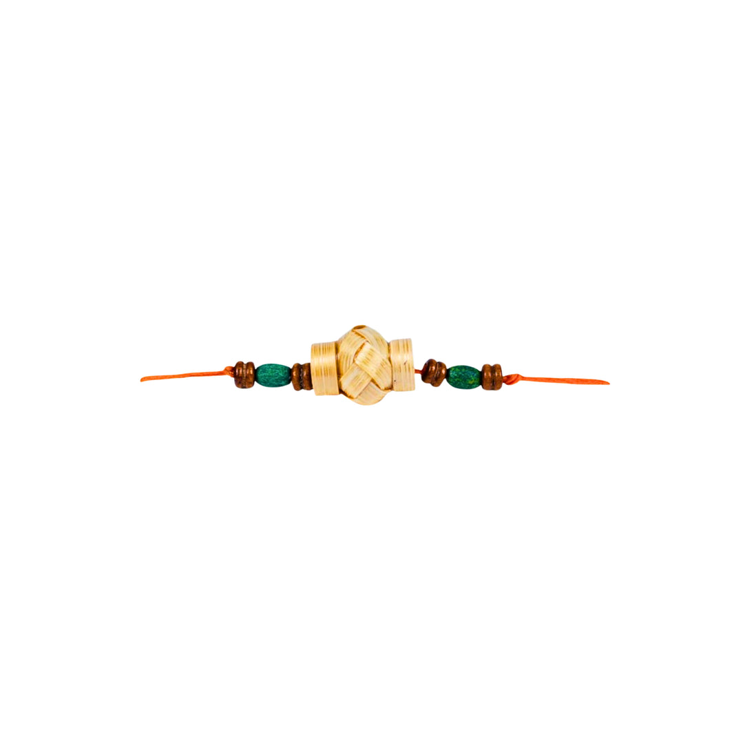 PURVA Wooden Bamboo Arts Rakhi | Sustainable, Handcrafted, Artistic Look, Preservative-Free | Pack of 1