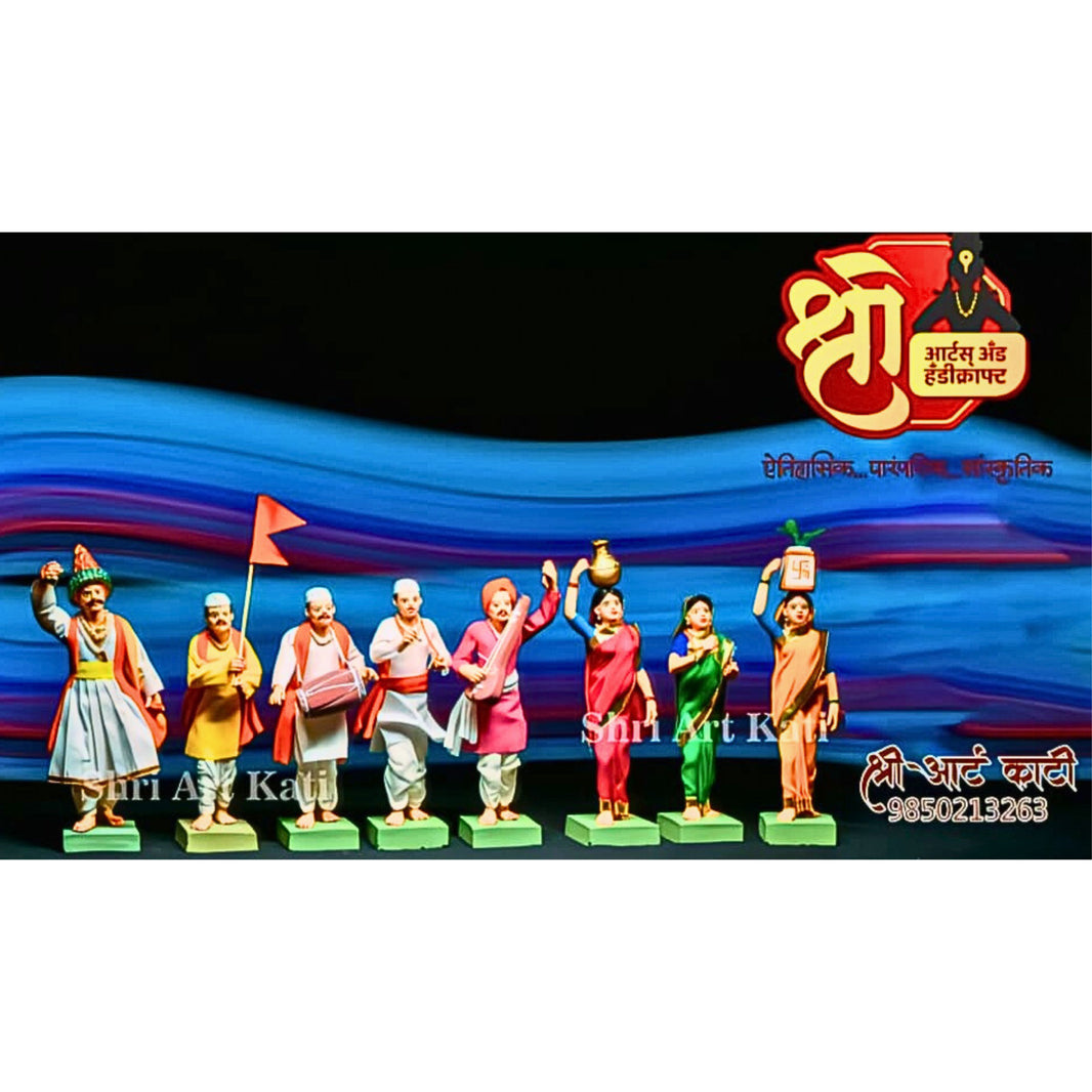 SHRI ART – Dindi Handcrafted Figurines Authentic Materials & Fine Detailing Pack of 8 Pieces