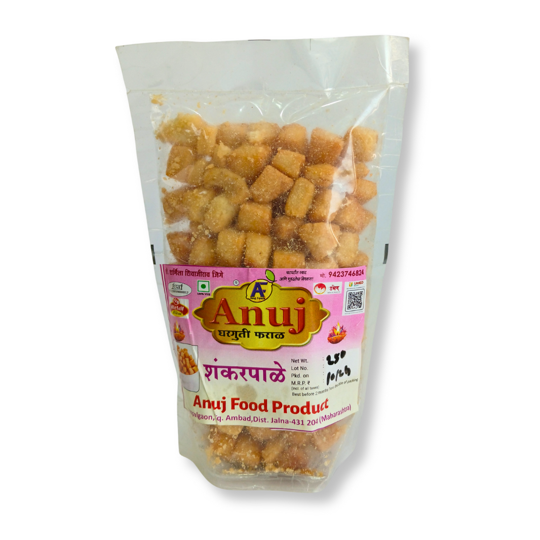 ANUJ FOODS Shankarpale, Regular Flavour, Made By Natural Ingredients, No Artificial Flavours, Pack of 250 gm