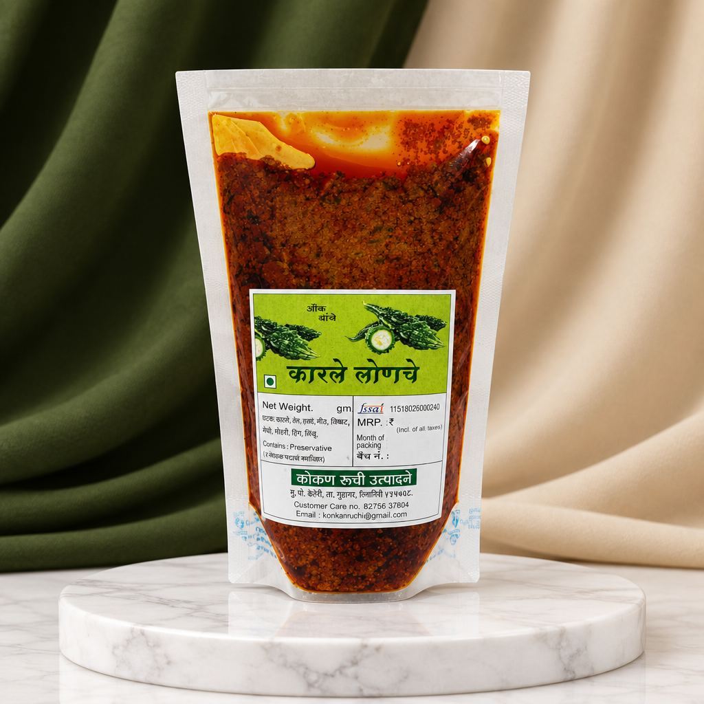 LAXMI NARAYAN Bitter Gourd Karale Pickle Spicy Traditional Homemade Condiment Prepared from Karale Pack of 200 gm