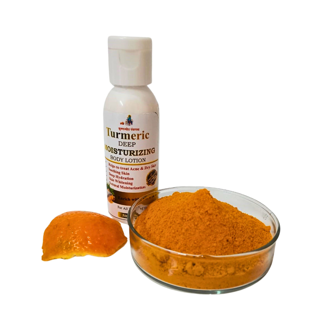KRUSHNAJYOT Turmeric Body Lotion, Made By Natural Ingredients, No Artificial Chemical, Paraben Free, Sulphate Free, Pack of 50 Ml