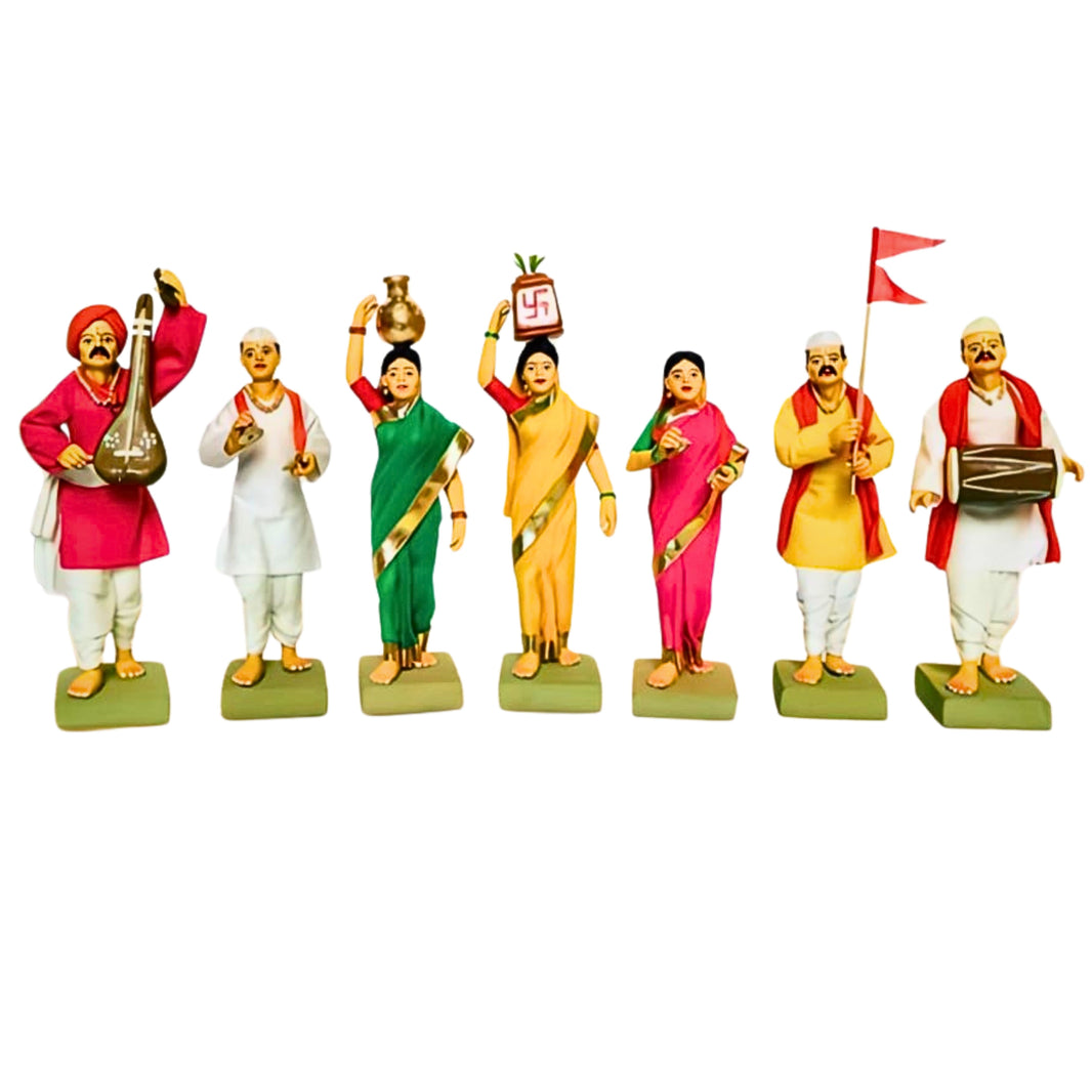 SHRI ART – Varkari Colour Handcrafted Figurines Vibrant Finish & Authentic Craft Pack of 8 Pieces