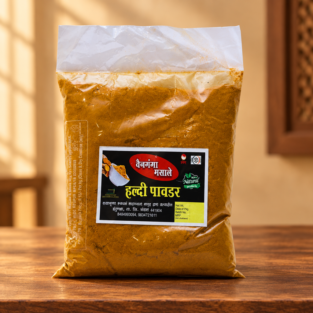 VAINGANGA VAIGAON Turmeric Powder, Rani Lakshmi SHG, Made By Natural Ingredients, No Artificial Chemical, Pack of 1000 gm