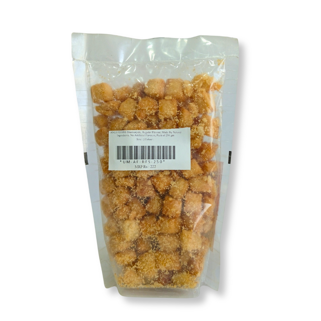 ANUJ FOODS Shankarpale, Regular Flavour, Made By Natural Ingredients, No Artificial Flavours, Pack of 250 gm