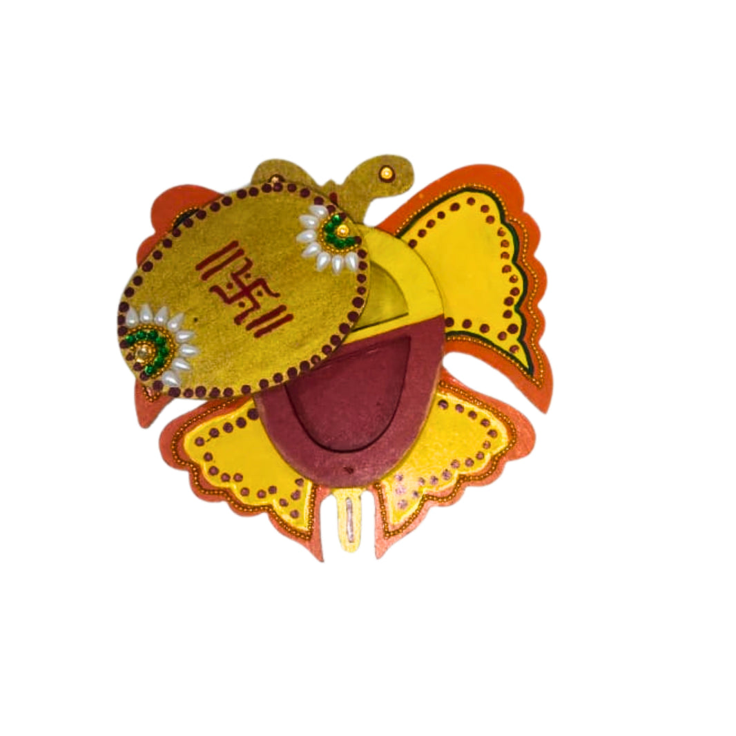 NAMA FUSION, Haldi Kumkum Karanda (Holder), Butterfly Shape, Yogiraj SHG, Local Craftsmanship, Pack of 1 no