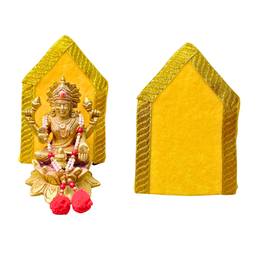 MORAYA Velvet Back Cushion for God Idols, Medium, Decorative Pillow, Yellow Colour, Rukhamini SHG, Pack Of 1