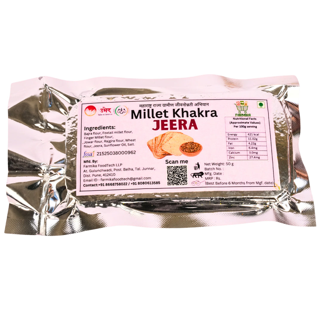 FARMIKA - Millets Jeera Khakhra | Natural, Pure, Traditional, Handmade | 50g