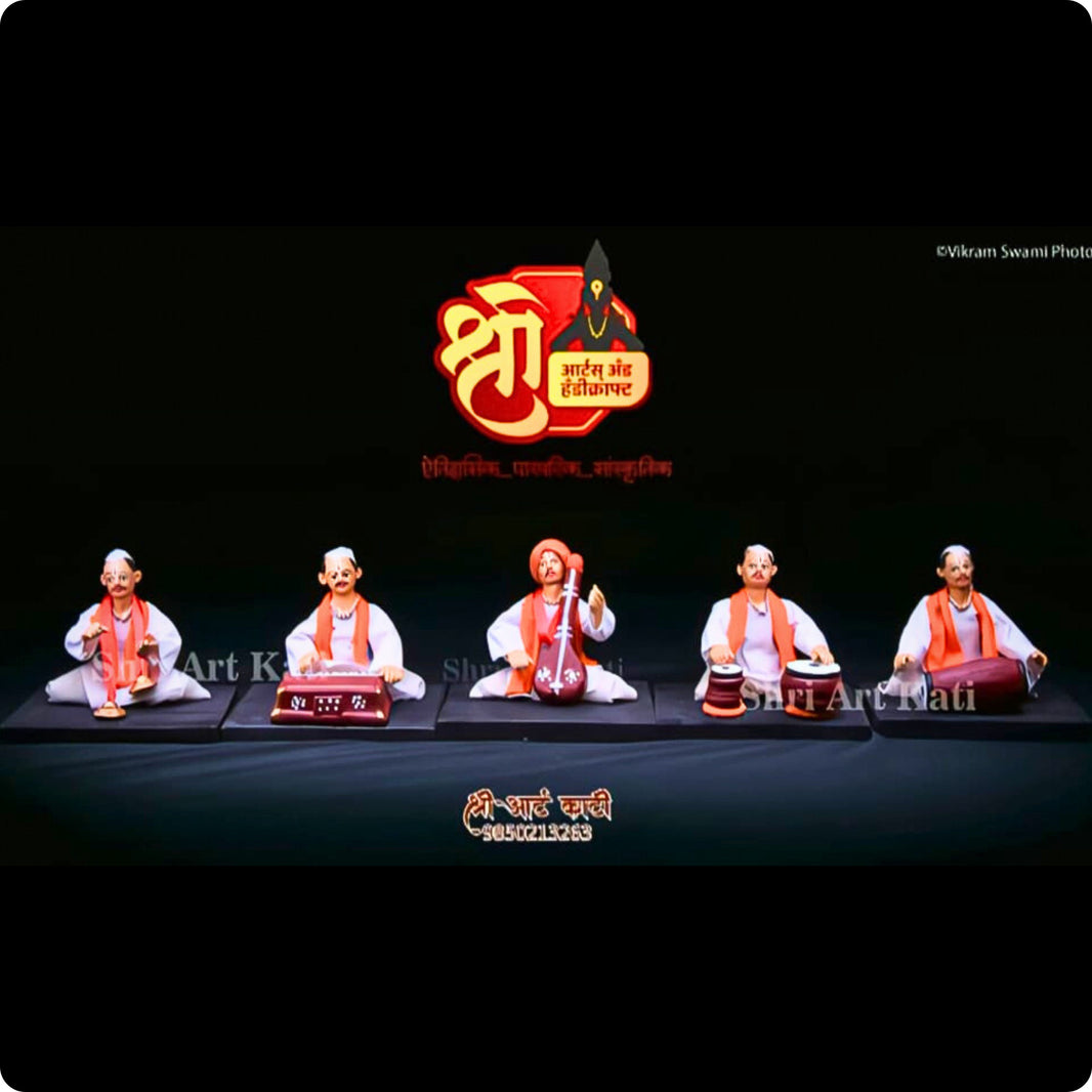 SHRI ART – Bhajni Mandal Handcrafted Figurines Traditional Craftsmanship Pack of 5 Pieces