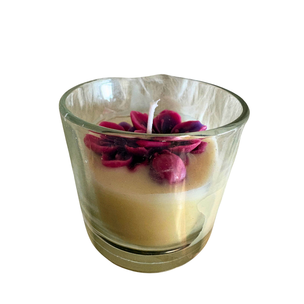 HANDCRAFTED BLISS Lotus Candle Red 2.5x3 Inch Handmade Decorative Candle with Glass Bowl Ethnic Home Decor Gift Pack of 1 Piece