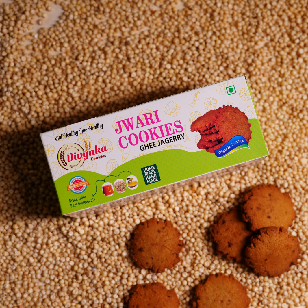 DIVYNKA Jawari Cookies – Healthy, Handcrafted Cookies with Organic Jaggery, No Maida, No Artificial colour, Pack of 100 gm