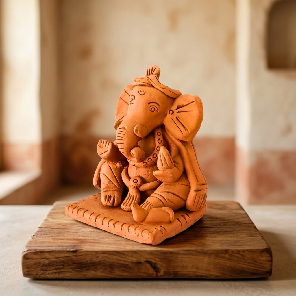 SADGURU Big Ganapati on Paat Handcrafted Terracotta Idol