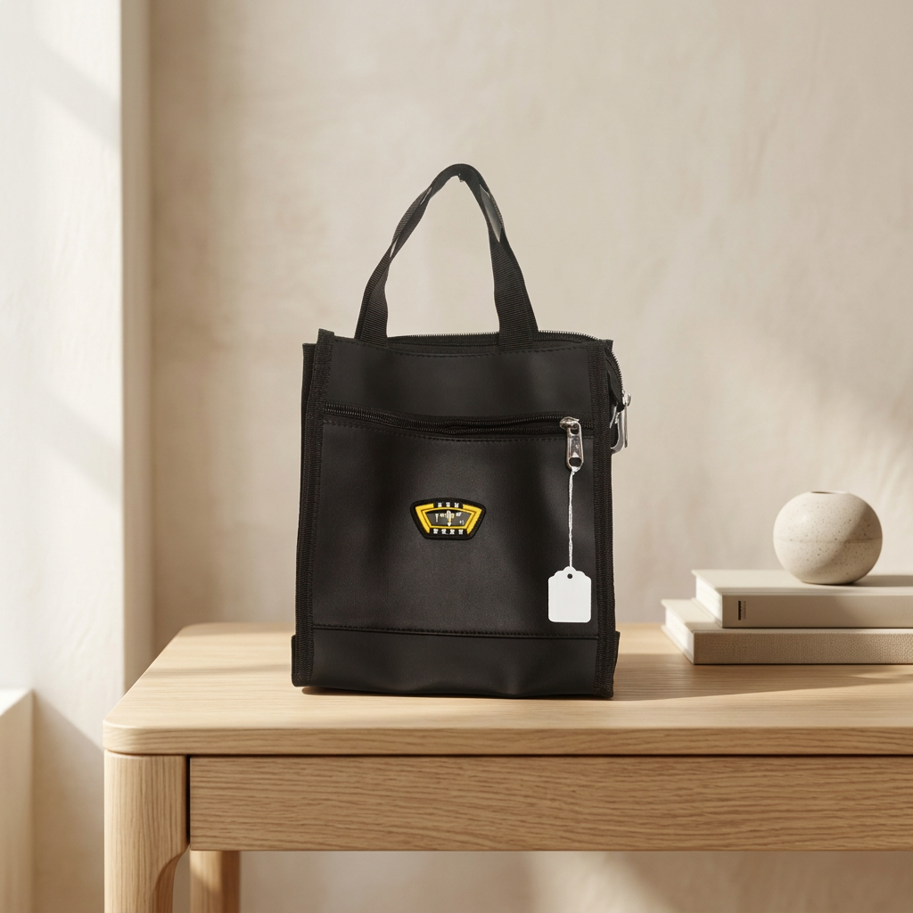 AMIV Tiffin Bag Black Colour, Handmade by Triveni SHG, Eco-friendly and Washable, Pack Of 1 no