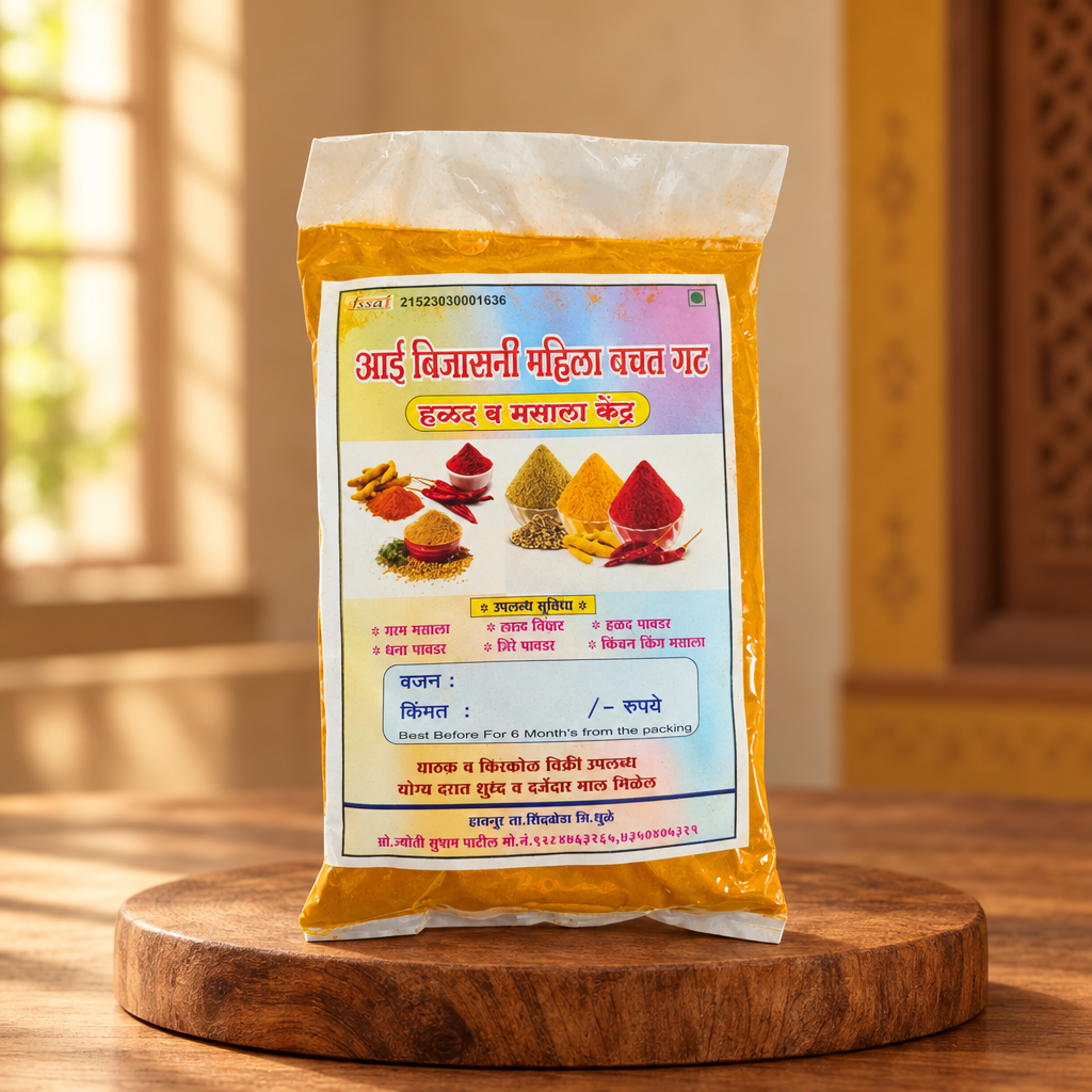 AAI BIJASANI Halad Powder Pack Of 500gm Turmeric Powder Natural Color Flavor Traditional Cooking Spice