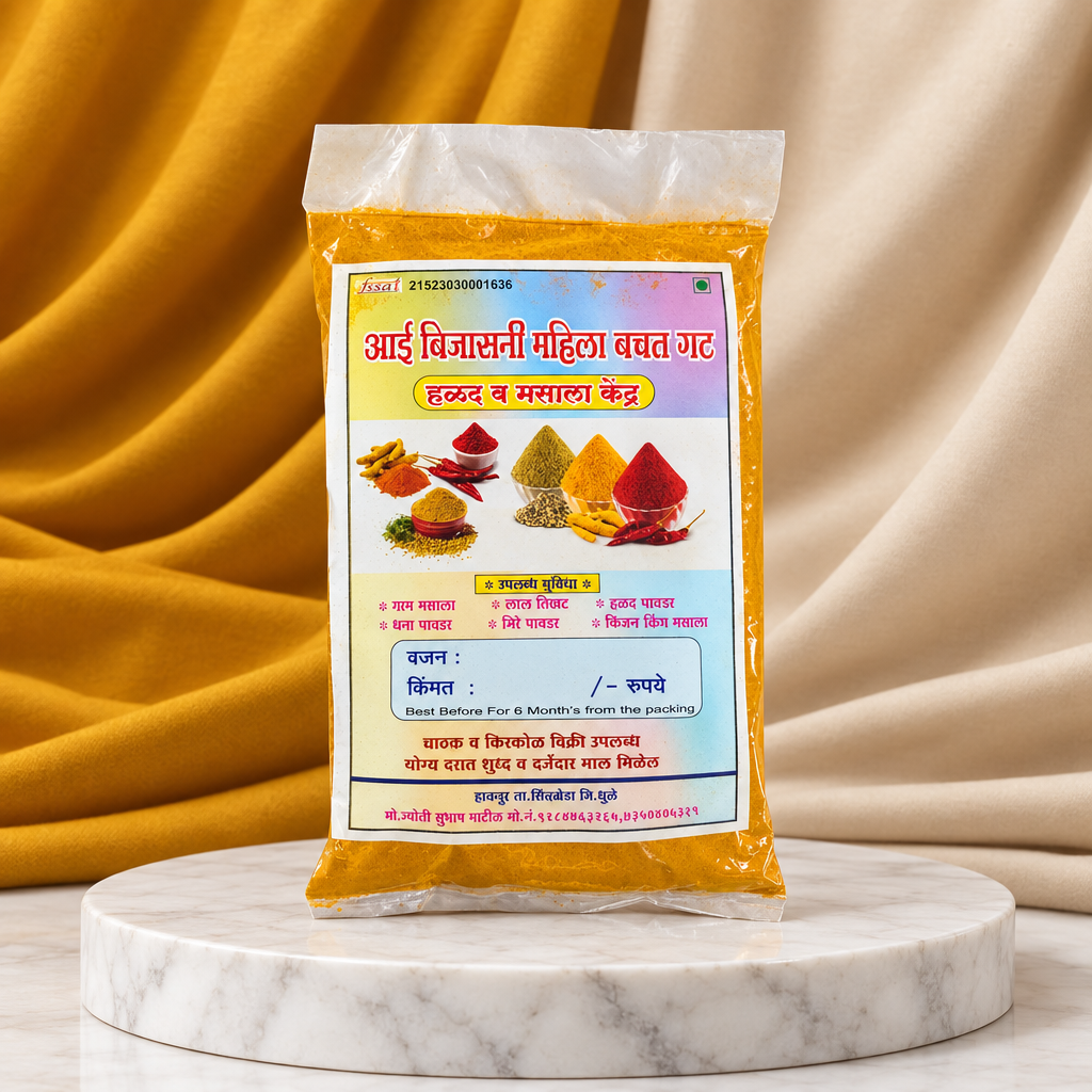 AAI BIJASANI Halad Powder Pack Of 500gm Turmeric Powder Natural Color Flavor Traditional Cooking Spice