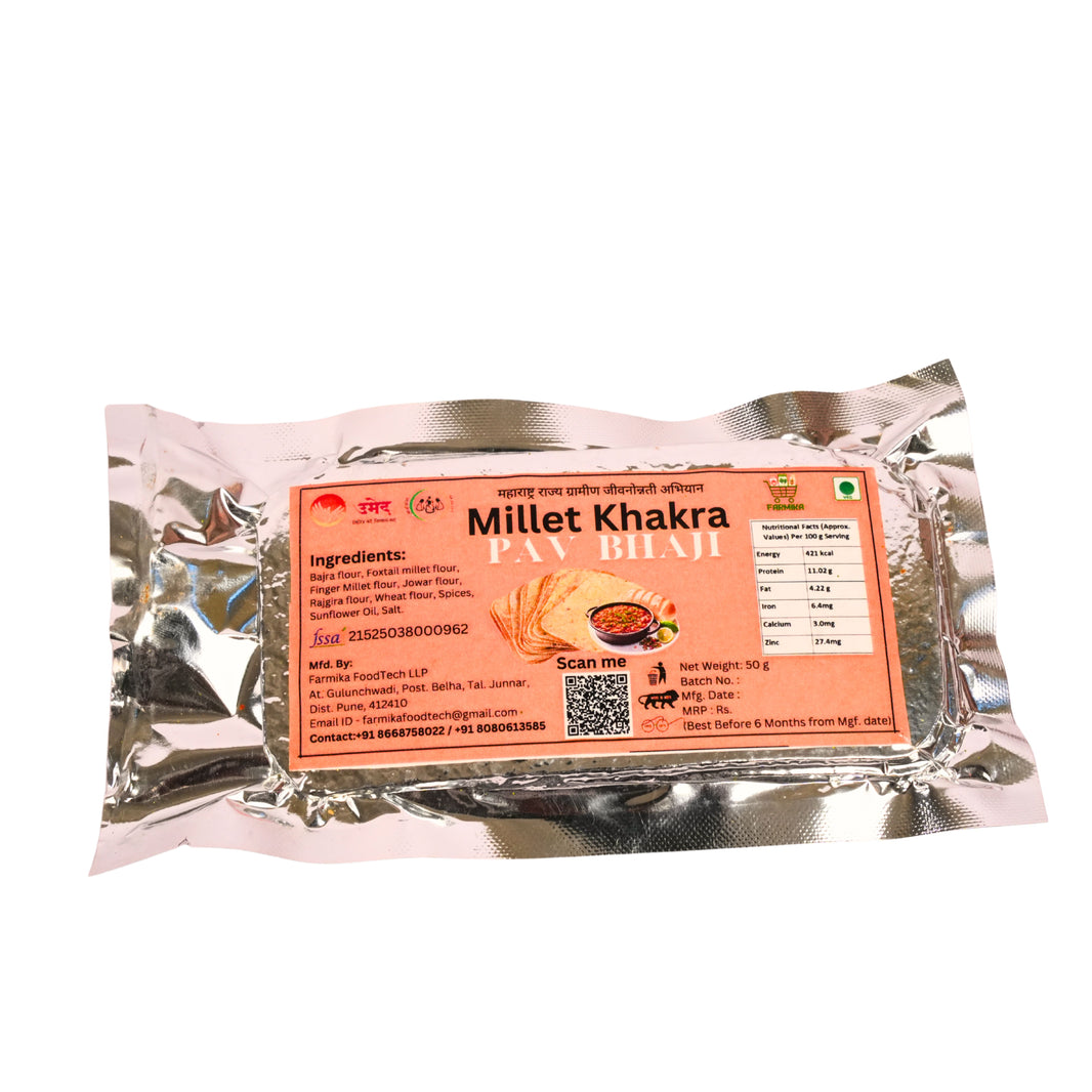 FARMIKA - Millets Pavbhaji Khakhra | Natural, Pure, Traditional, Handmade | 50g