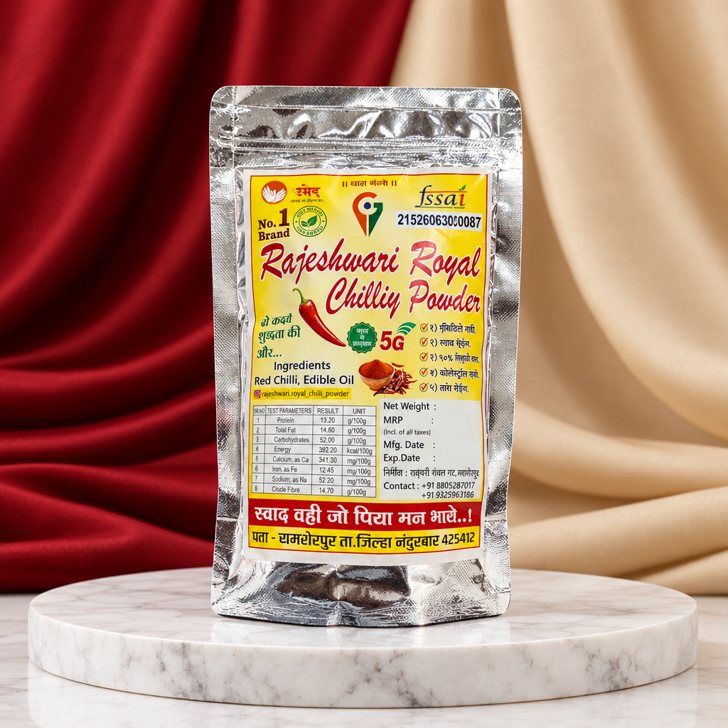 RAJESHWARI ROYAL 5G Chilli Powder Red Chilli Powder Pack of 200 gm Premium Rich Color Spicy Flavor Traditional Cooking Spice Hygienically Processed Fresh