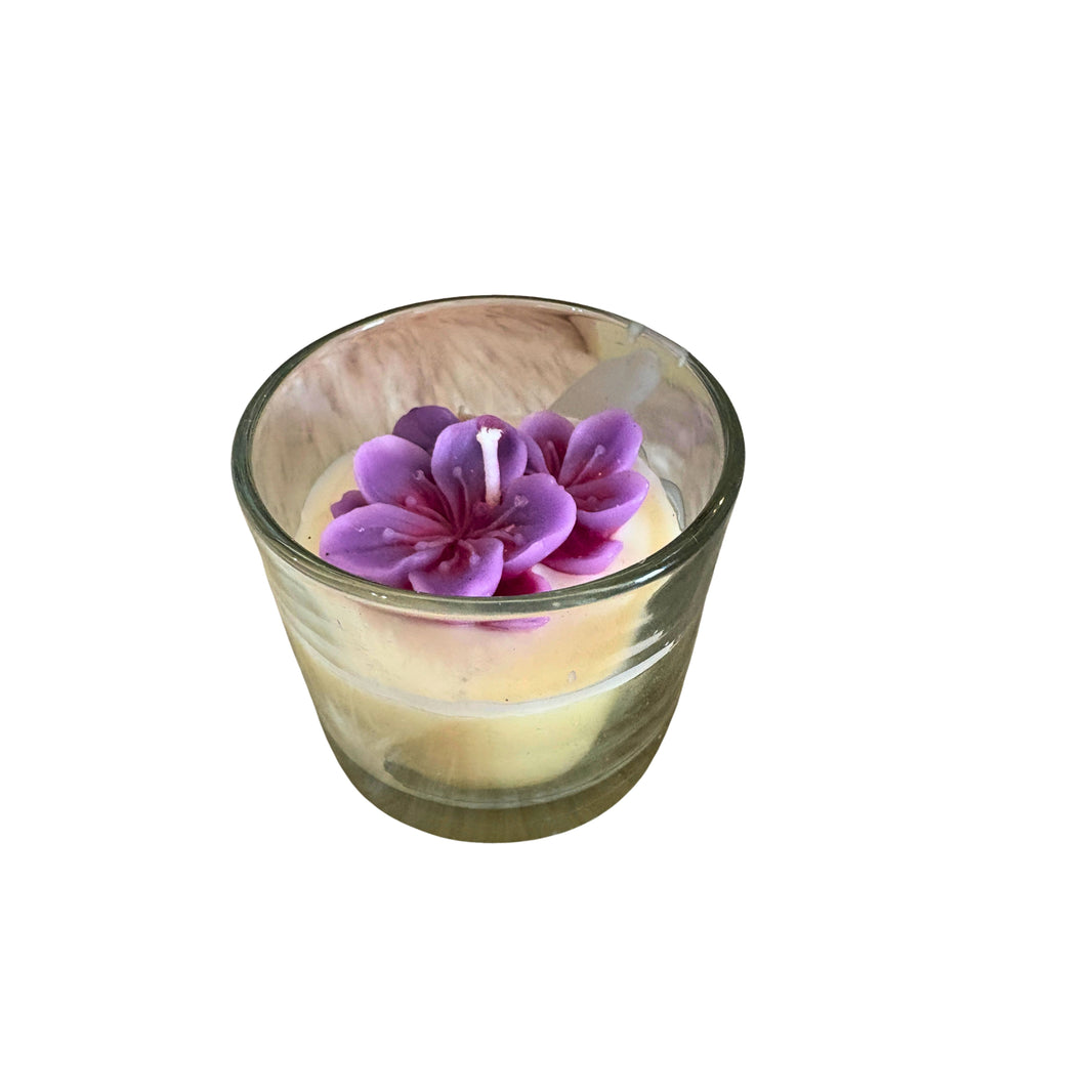 HANDCRAFTED BLISS Lotus Candle Purple 2.5x3 Inch Handmade Decorative Candle with Glass Bowl Ethnic Home Decor Gift Pack of 1 Piece