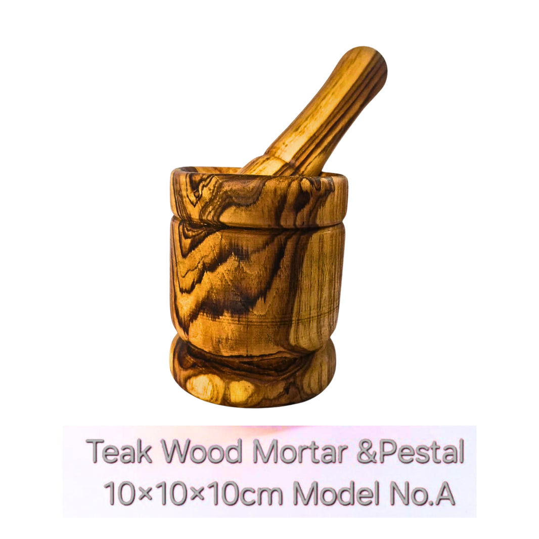 SHRUSHTI furniture Teak Wood Mortar and Pestal B Strong, sturdy and made for everyday kitchen use pack of 1
