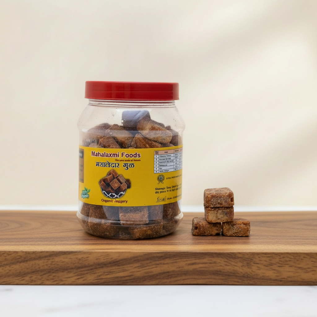 MAHALAXMI FOODS Pure Deshi Gul Jaggery Cubes Natural Chemical Free Pack of 500 gm