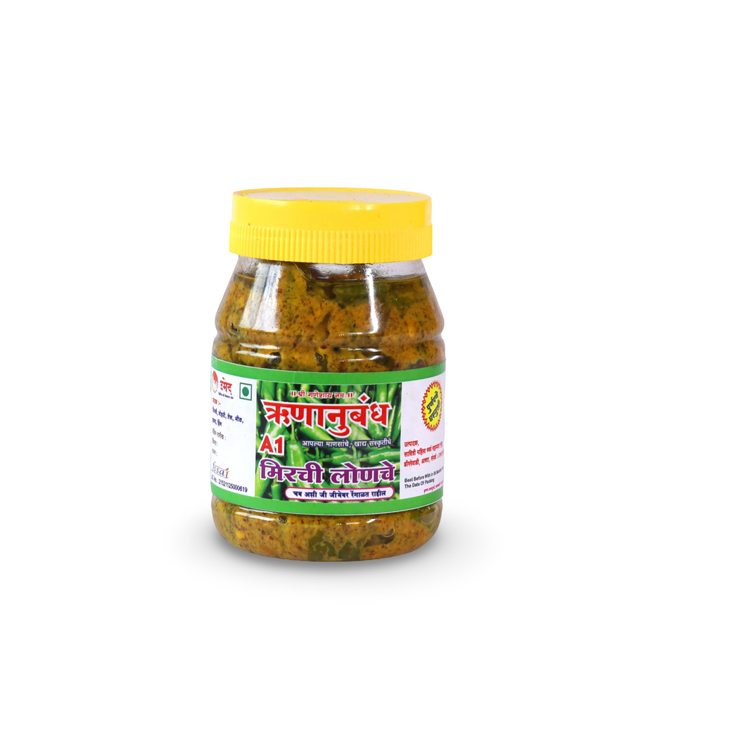 RUNANUBANDH Chily Pickle, Natural Ingredients, No Artificial Essence, Pack of 500 gms