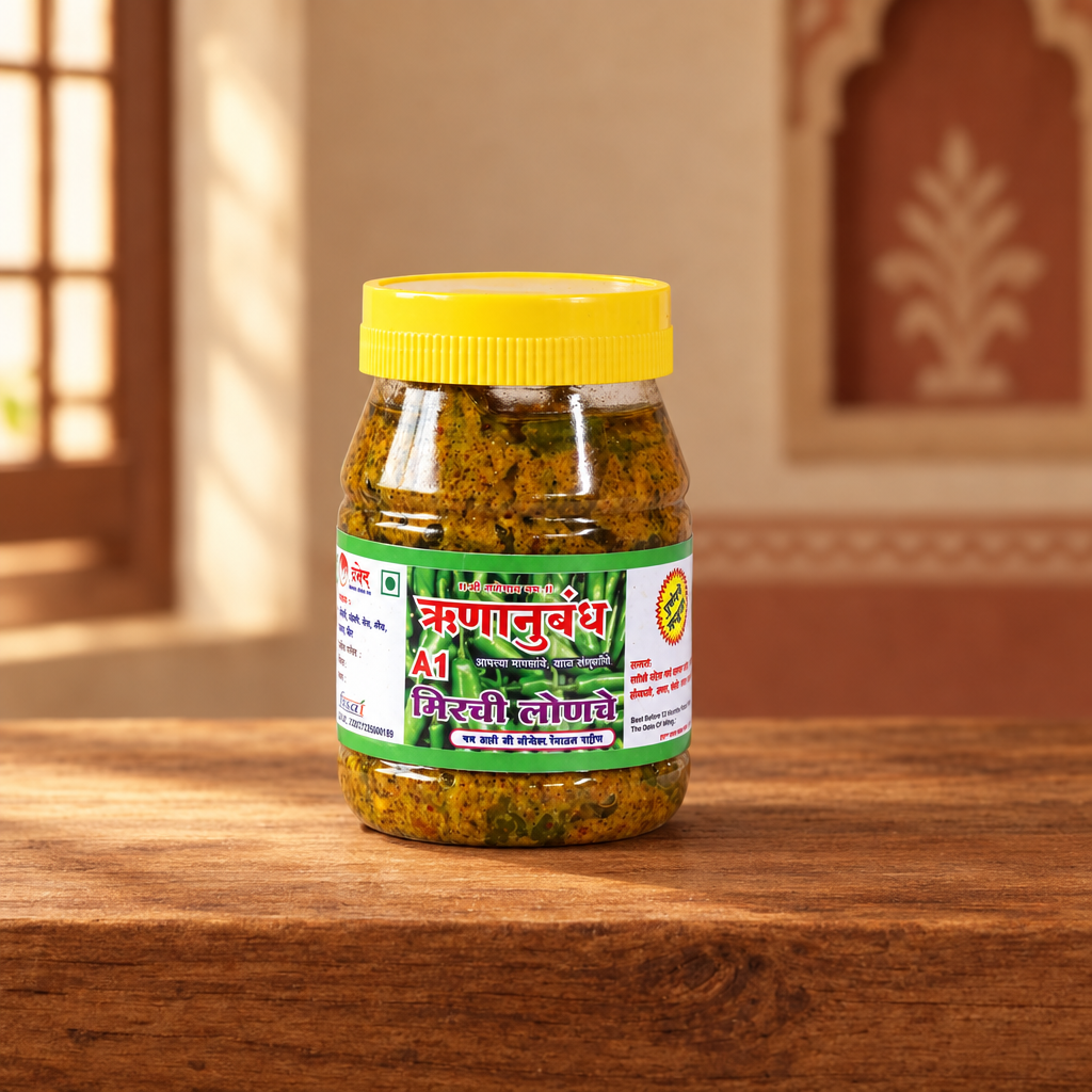 RUNANUBANDH Chily Pickle, Natural Ingredients, No Artificial Essence, Pack of 500 gms