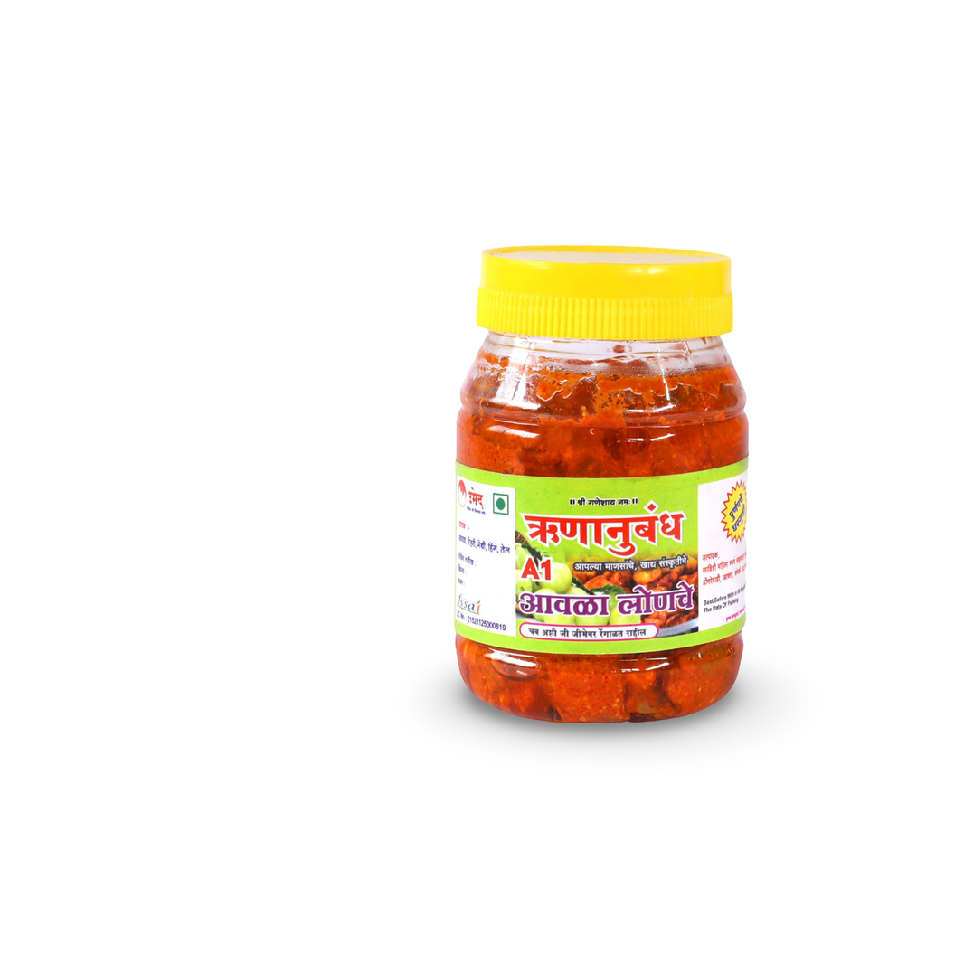 रुणानुबंध आवळा लोणचे, नैसर्गिक साहित्य, कोणतेही कृत्रिम सार नाही, 1000 ग्रॅमचा पॅक