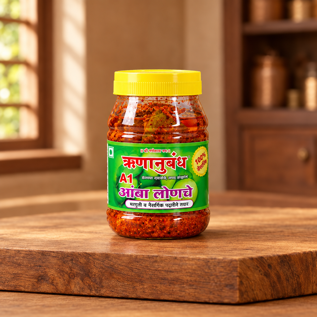 RUNANUBANDH Mango Pickle, Natural Ingredients, No Artificial Essence, Pack of 1000 gm