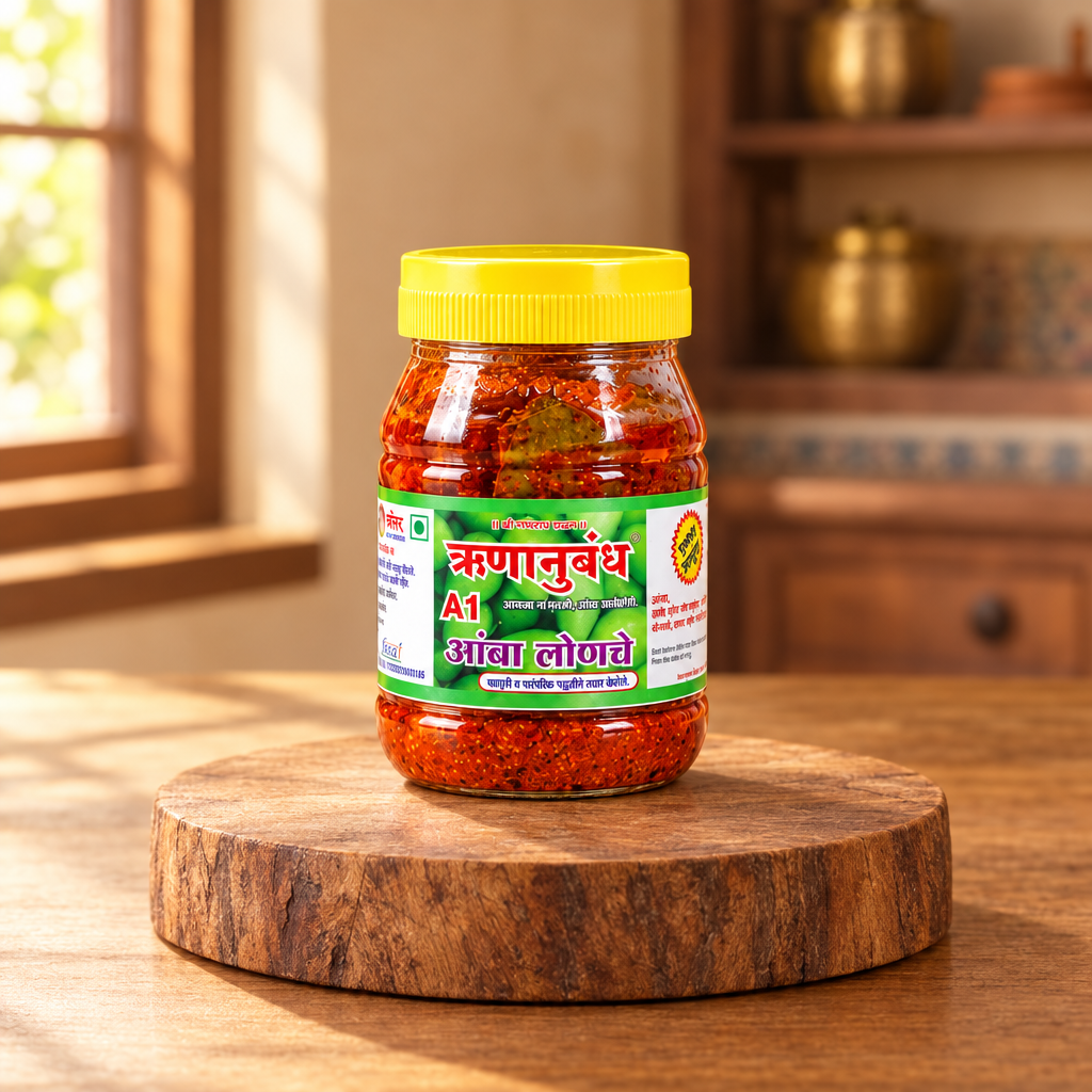 RUNANUBANDH Mango Pickle, Natural Ingredients, No Artificial Essence, Pack of 500 gm
