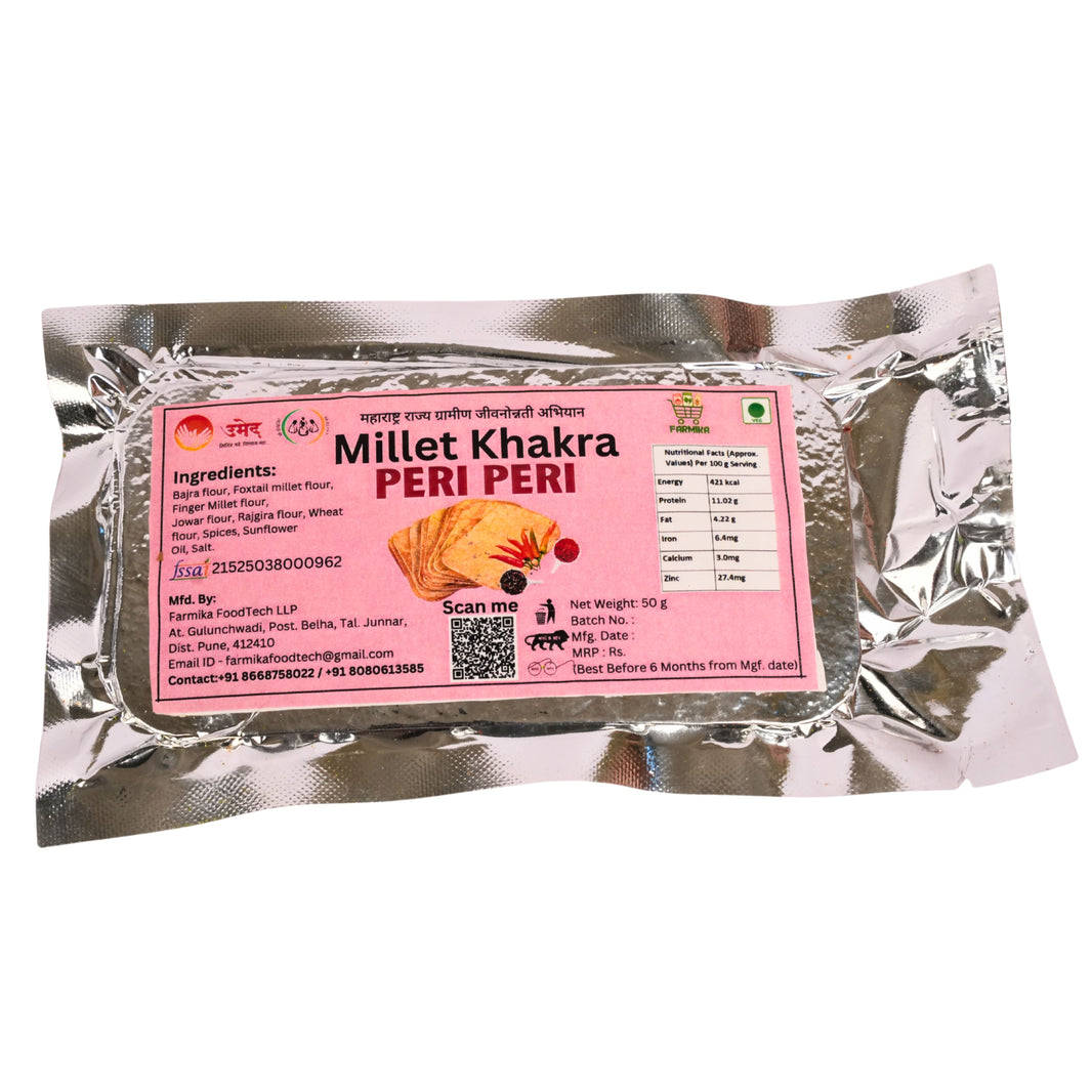 FARMIKA - Millets Peri Peri Khakhra | Natural, Pure, Traditional, Handmade | 50g