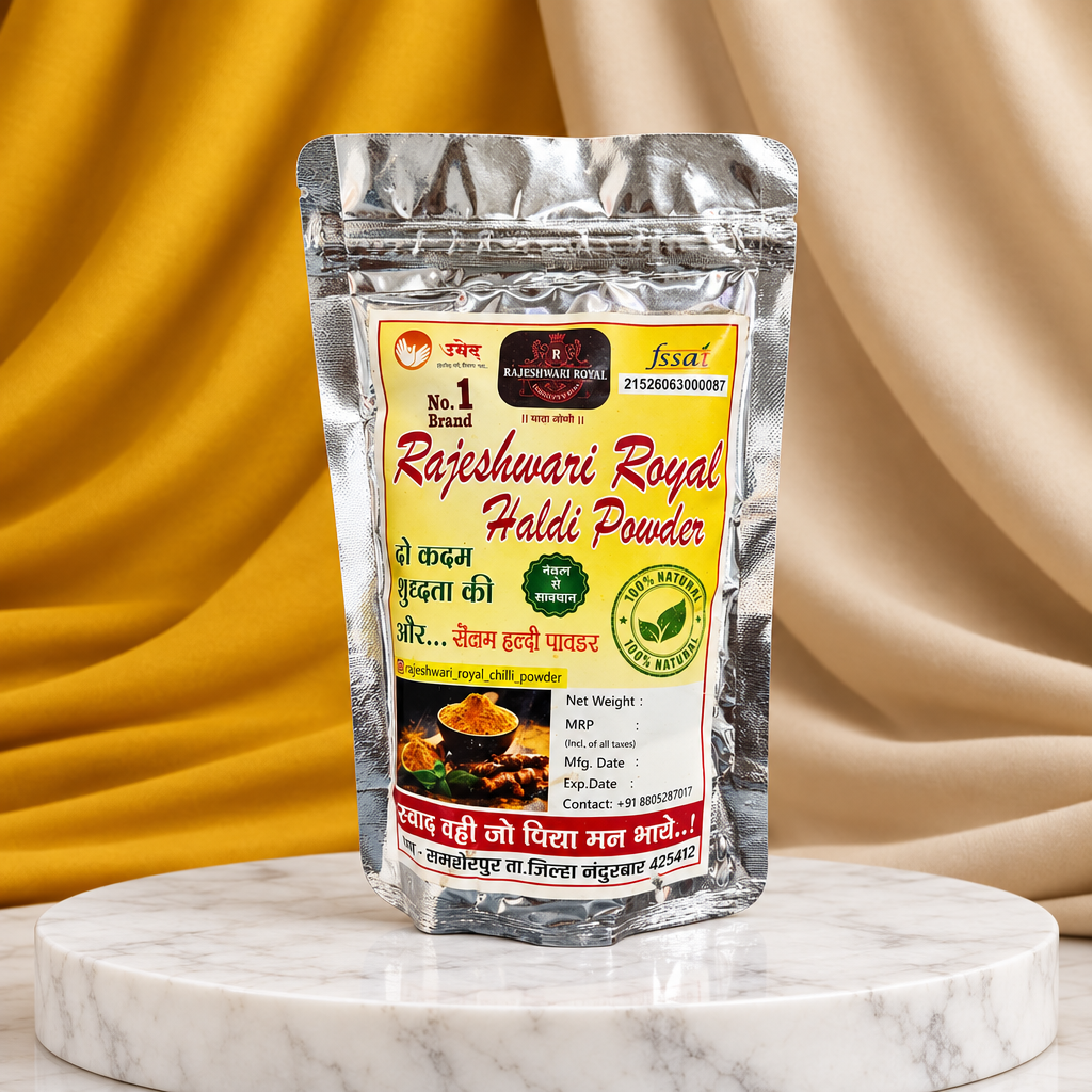 RAJESHWARI ROYAL Halad Powder Turmeric Powder Pack of 500 gm Pure Rich Color Aromatic Traditional Cooking Spice Premium Quality Hygienically Processed Fresh
