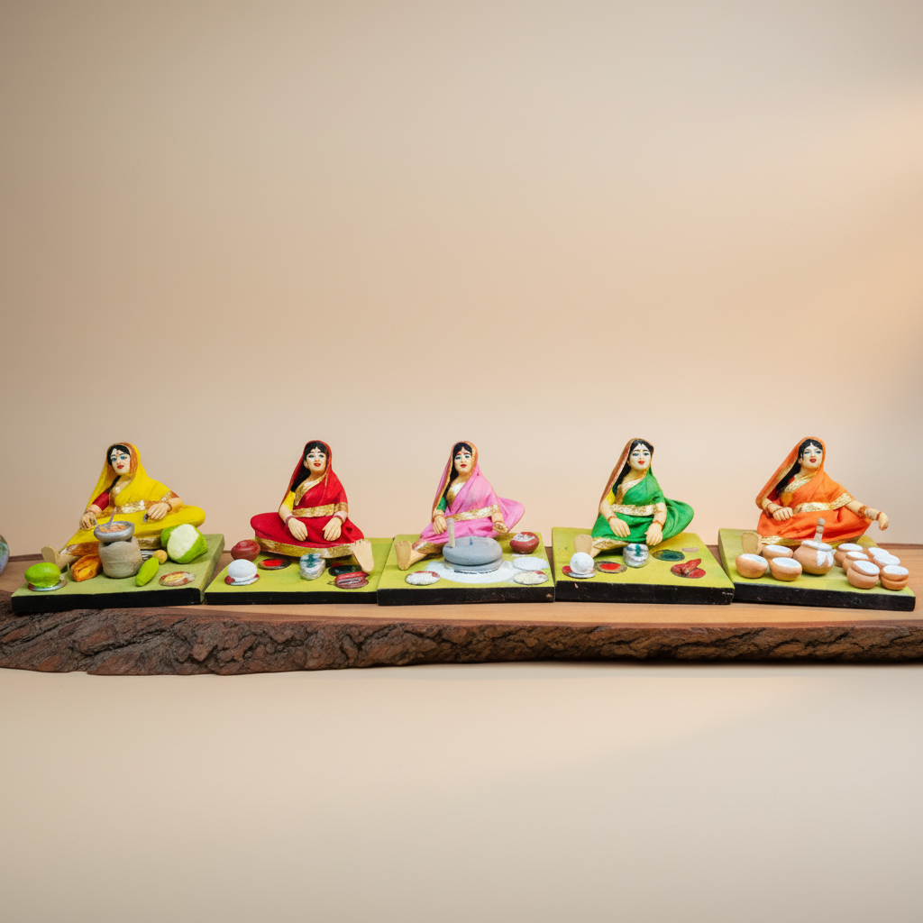 SHRI ART – Working Women Handcrafted Figurines Authentic & Handcrafted Detailing Pack of 5 Pieces