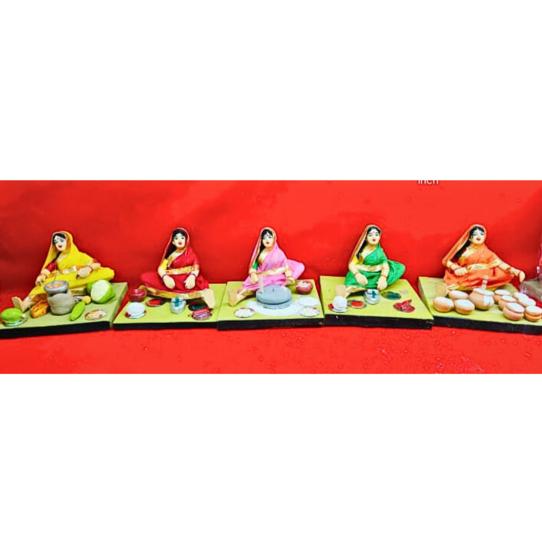SHRI ART – Working Women Handcrafted Figurines Authentic & Handcrafted Detailing Pack of 5 Pieces