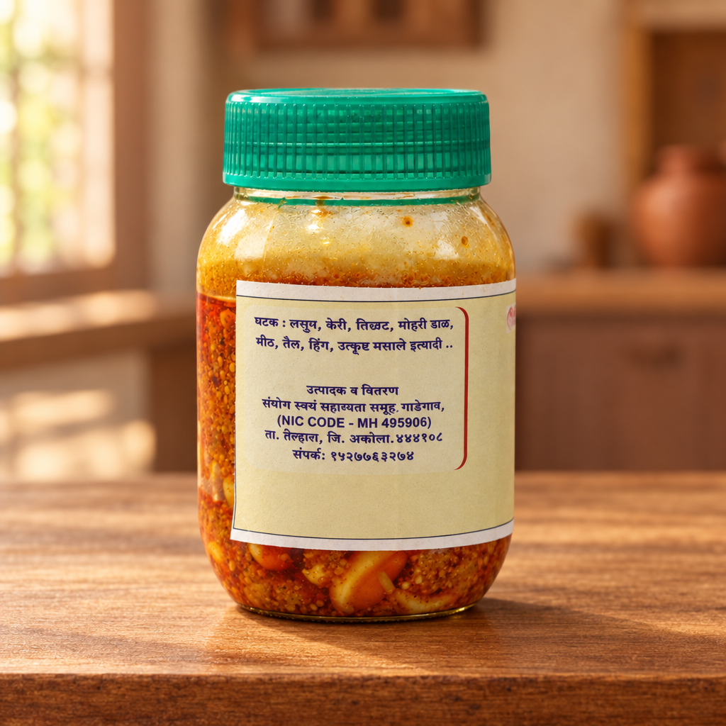 NISARG,Sanyog Garlic Pickle, Natural Ingredients, No Artificial Essence, Pack of 250 gms