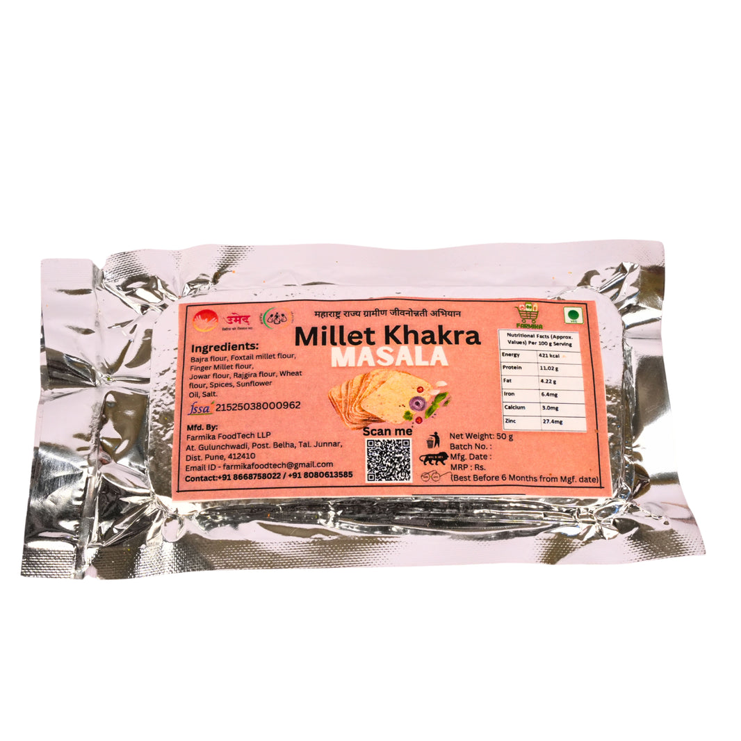 FARMIKA - Millets Masala Khakhra | Natural, Pure, Traditional, Handmade | 50g