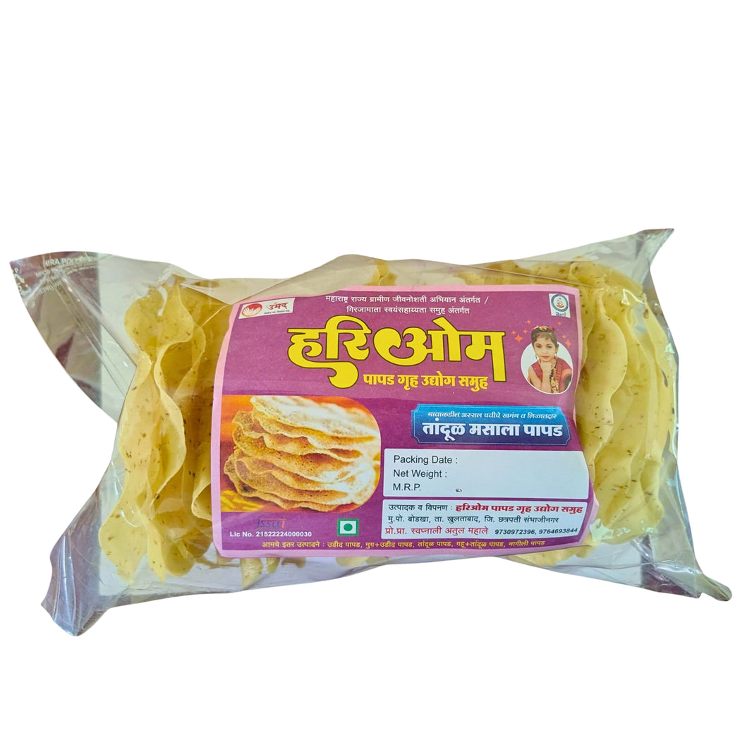 HARI OM – Tandul Masala Papad - crispy, rice-based, traditional - Pack of 25 Nos