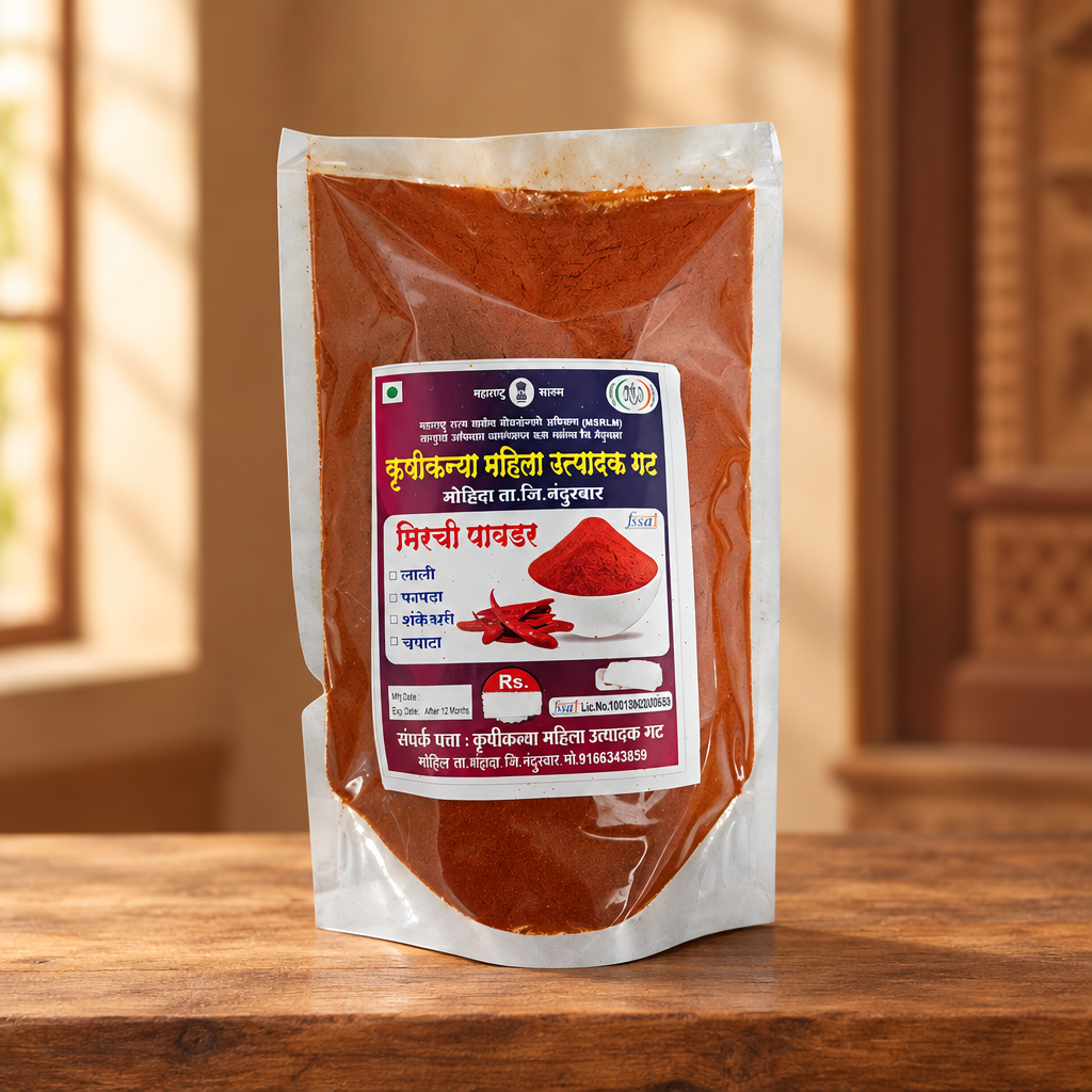 KRUSHI KANYA Mirchi Powder Red Chilli Powder Pack of 250 gm Premium Rich Color Spicy Flavor Traditional Cooking Spice Hygienically Processed Fresh