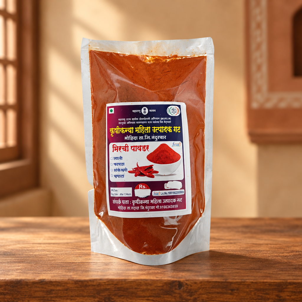 KRUSHI KANYA Mirchi Powder Red Chilli Powder Pack of 500 gm Premium Rich Color Spicy Flavor Traditional Cooking Spice Hygienically Processed Fresh