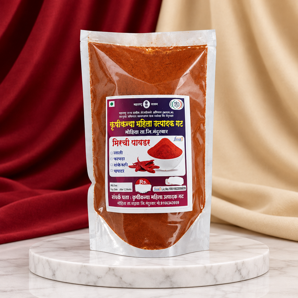 KRUSHI KANYA Mirchi Powder Pack of 1000 gm Premium Red Chilli Powder Rich Color Spicy Flavor