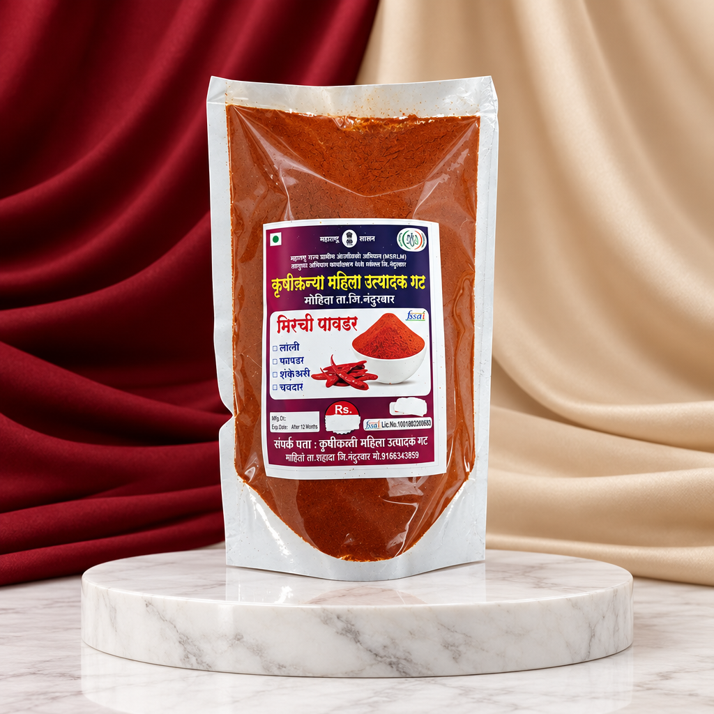 KRUSHI KANYA Mirchi Powder Red Chilli Powder Pack of 500 gm Premium Rich Color Spicy Flavor Traditional Cooking Spice Hygienically Processed Fresh
