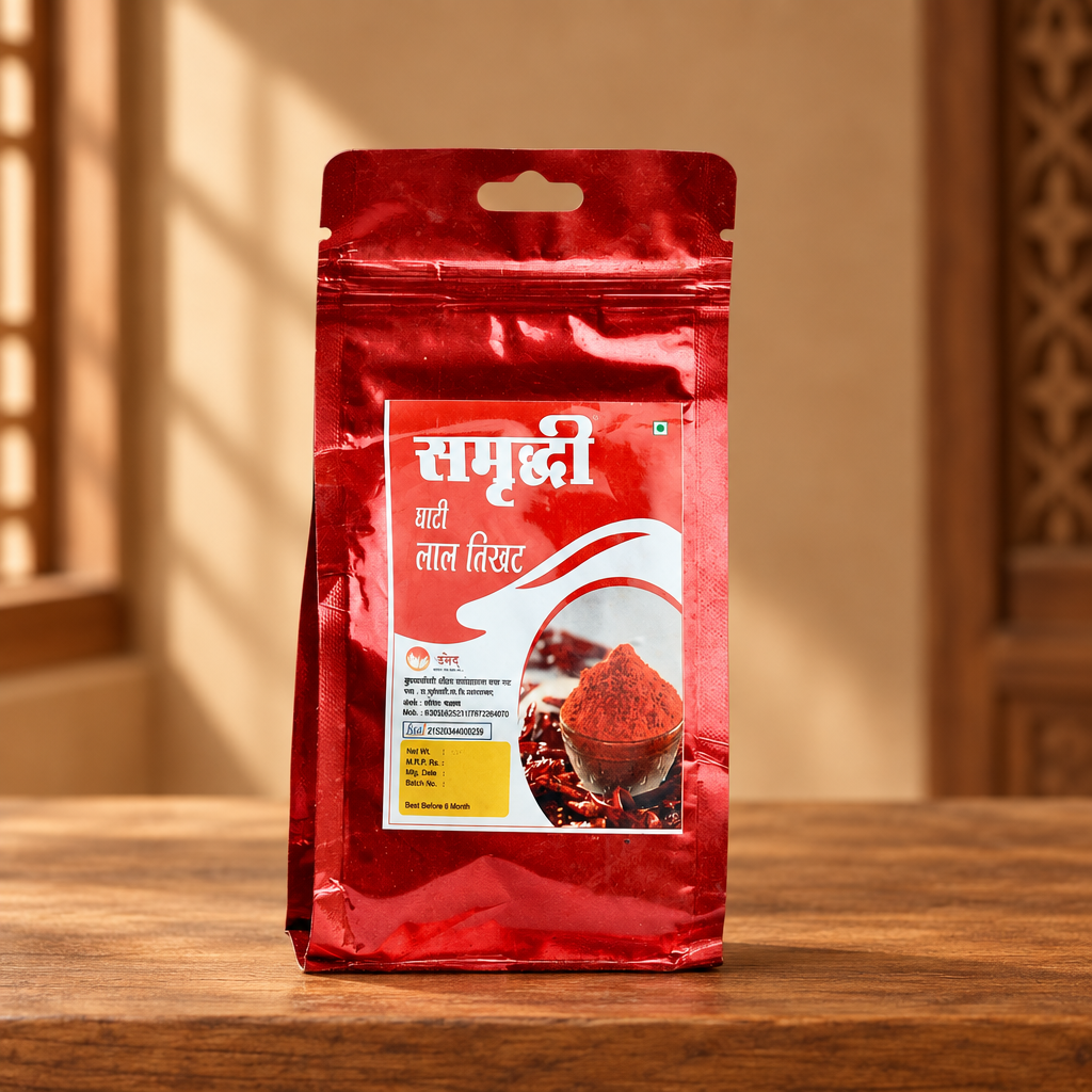 SAMRUDHI – Samrudhi Lal Tikhat - pure, farmer-made, natural - Pack of 500 g