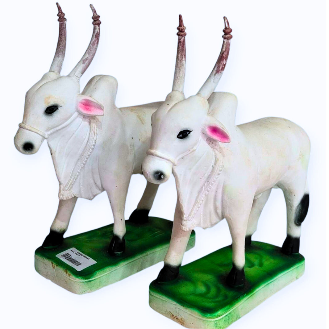 YASHASWINI MAHILA PG - Pair of Clay Bullock Showpiece (Bailjodi) | Natural, Pure, Traditional, Handmade | 2