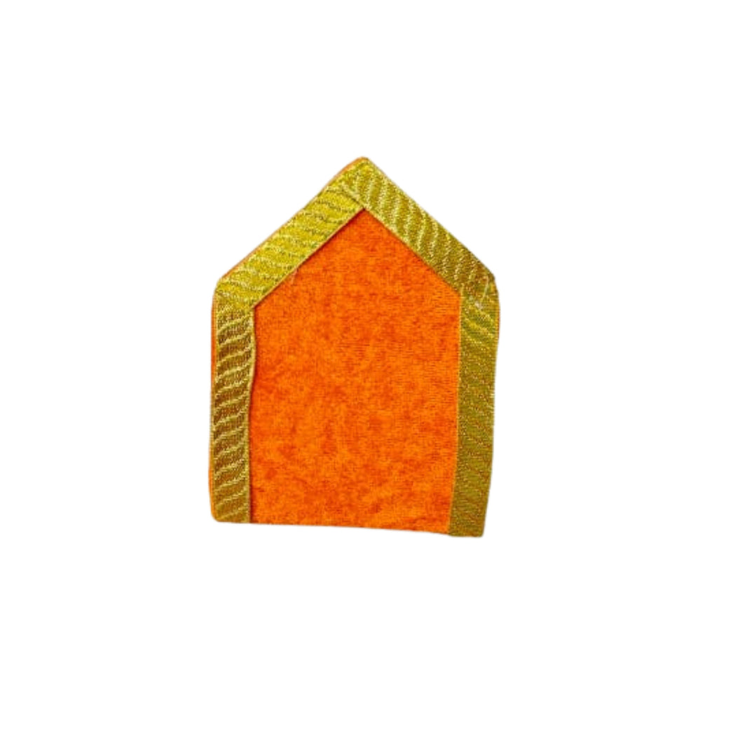 MORAYA Velvet Back Cushion for God Idols, Large, Decorative Pillow, Orange Colour, Rukhamini SHG, Pack Of 1