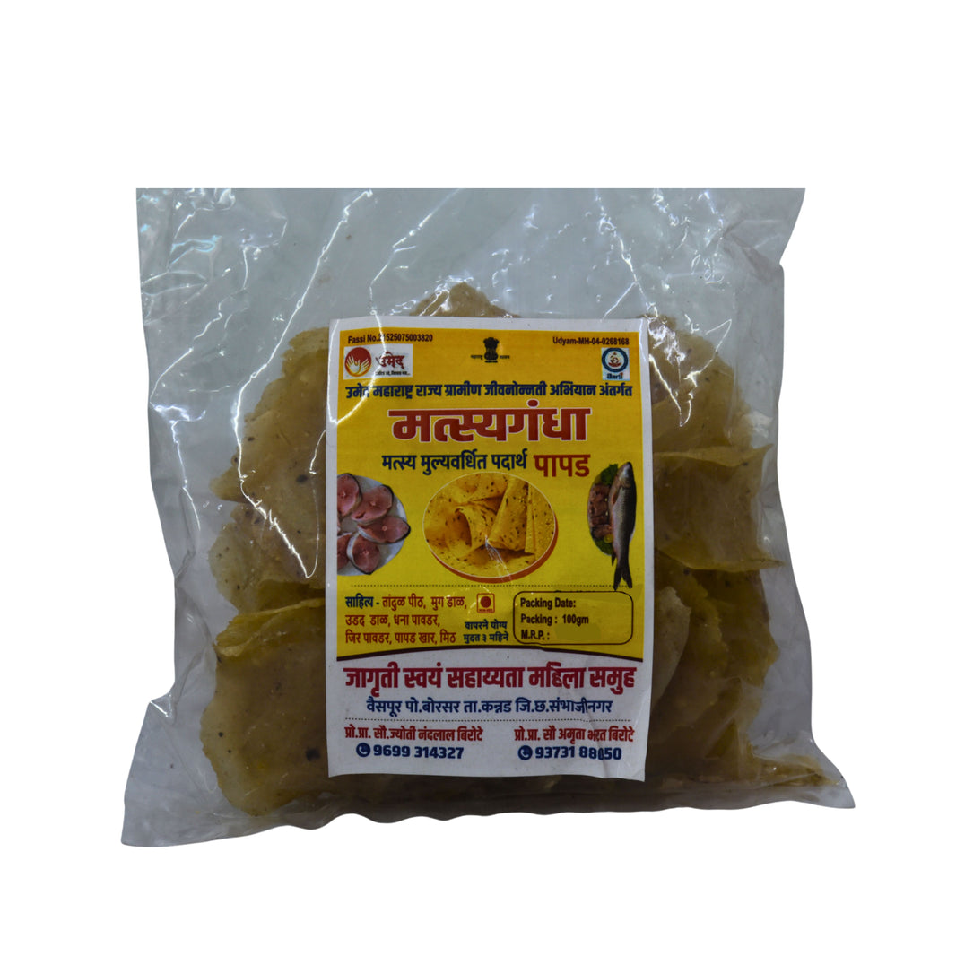 MATSYGANDHA Matsy Muly Vardhit Padarth Papad Pack Of 100gm Traditional Seafood Inspired Coastal Style Papad