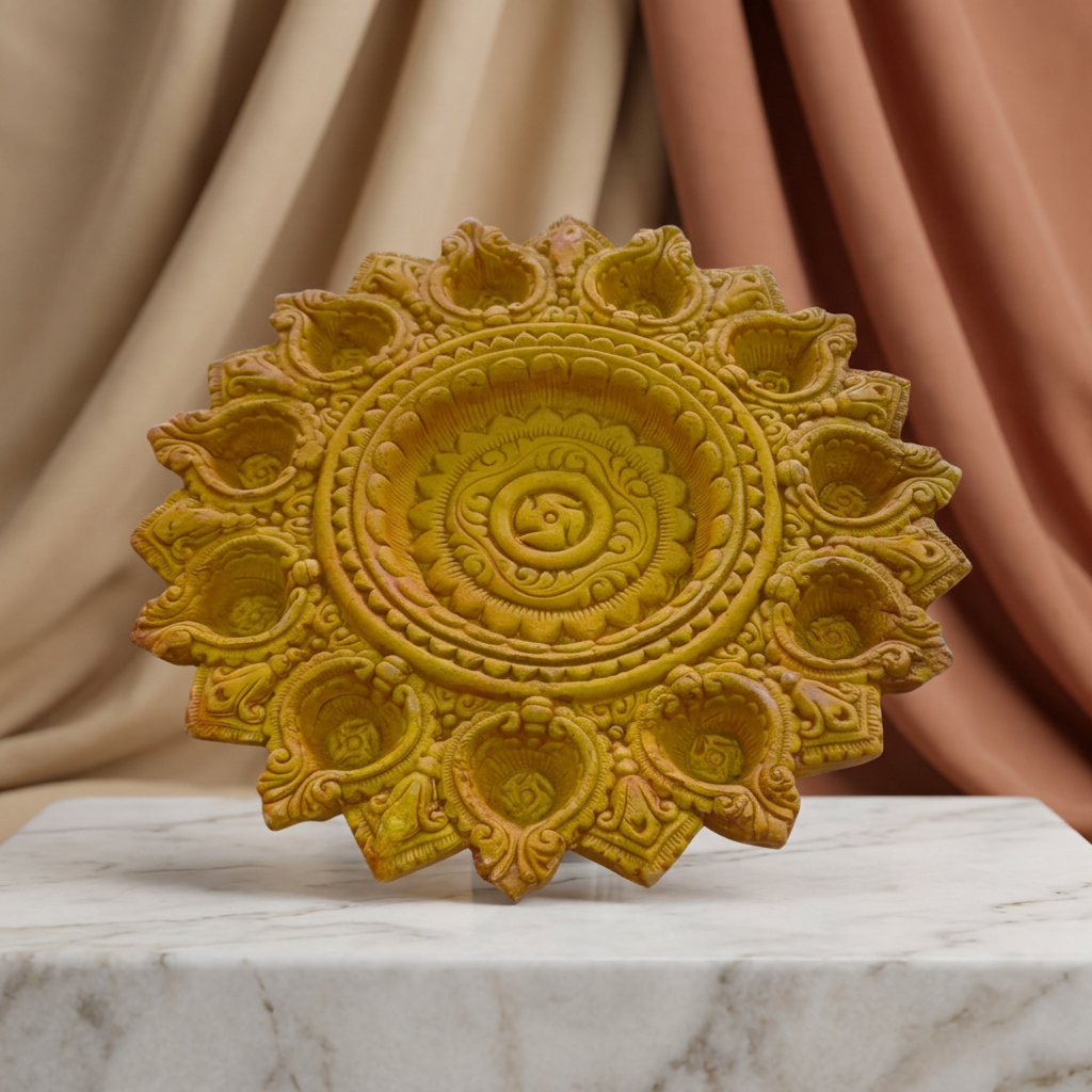 YASHASWINI MAHILA PG - Decorative Pooja Plate 11 Inches | Natural, Pure, Traditional, Handmade | 1
