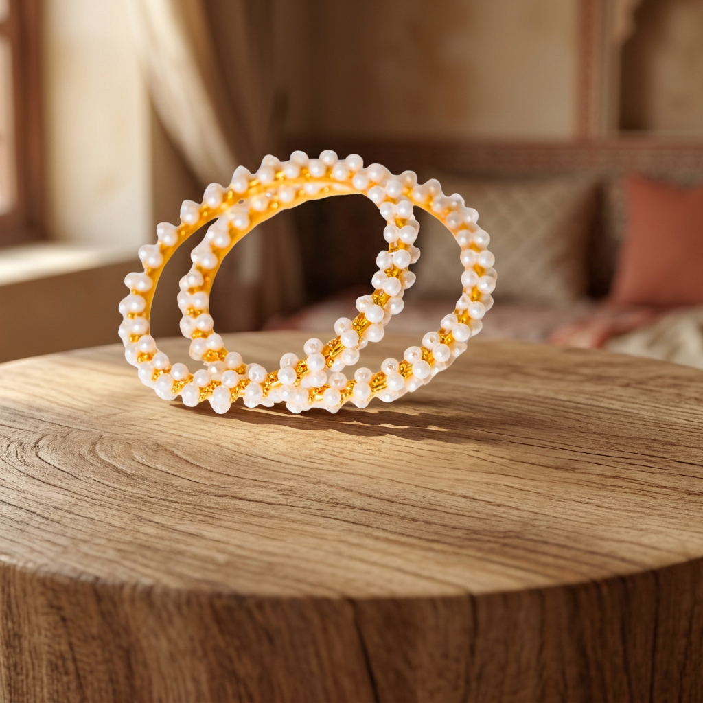 EKTA HANDMADE JEWELLERY Handmade Moti Crystal Bangles Artificial Jewellery Pack of 1 Piece Traditional Elegant Lightweight Cultural Sparkling Festive Daily Wear Design