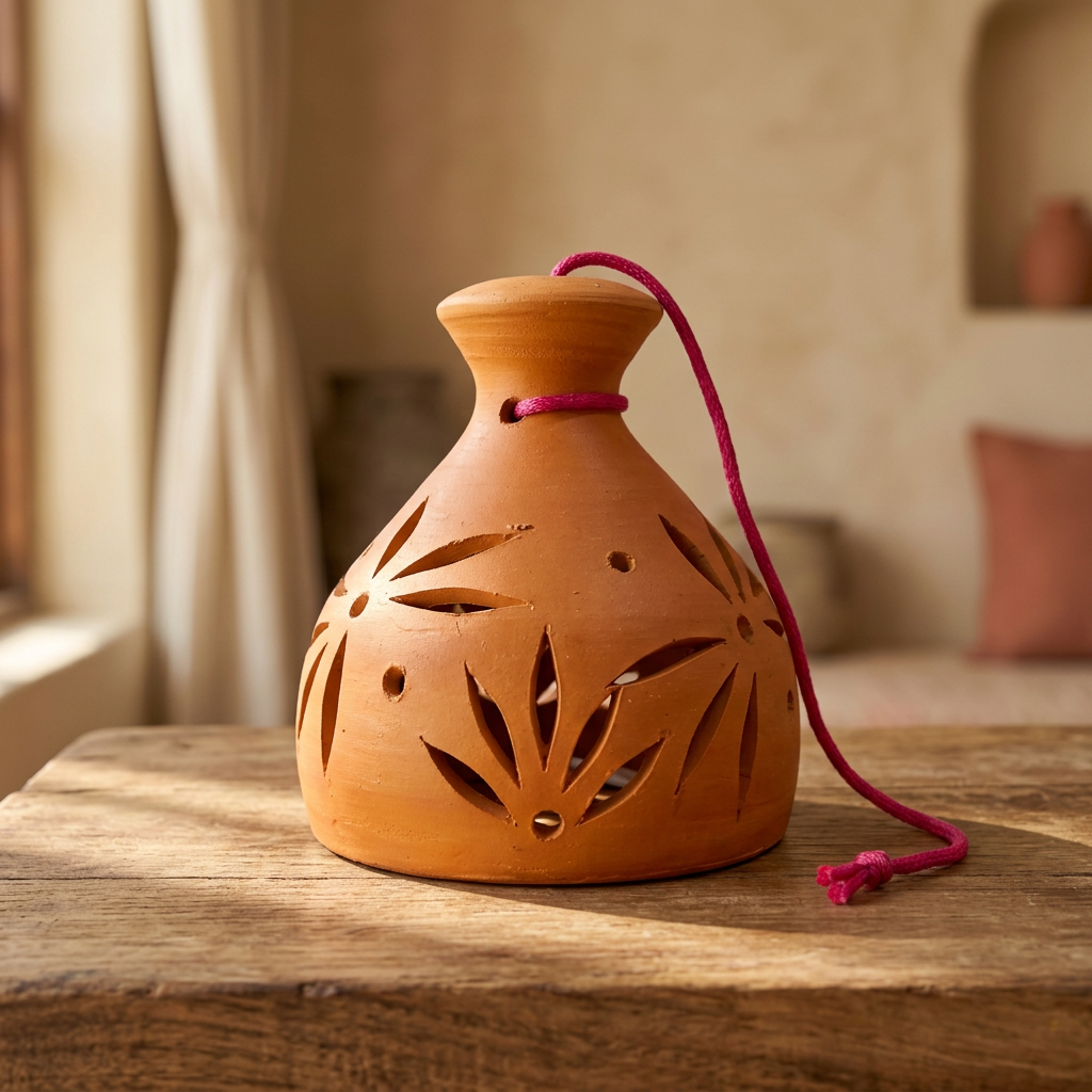 SADGURU Eco Friendly Half Cut Jhakni Kandil Handcrafted Terracotta Hanging Lamp Made from Natural Soil Traditional Pottery Craft Pack of 1